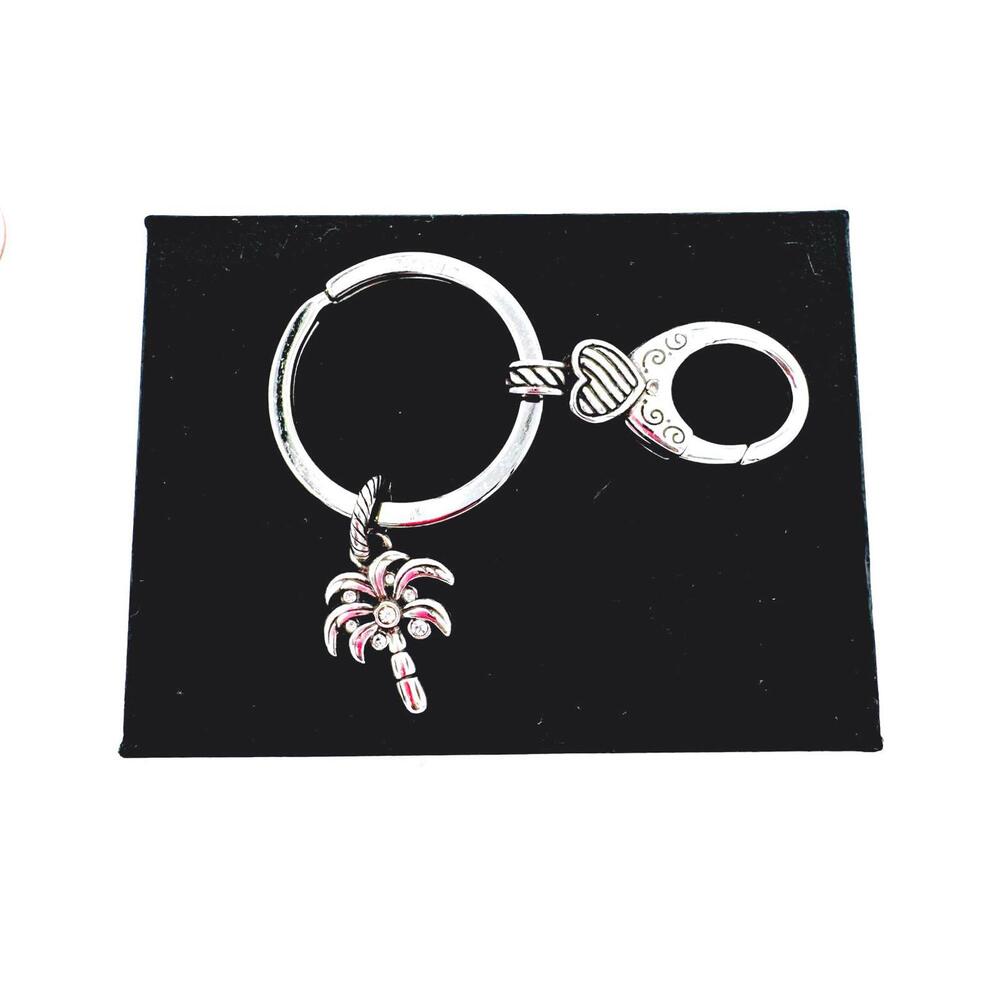Brighton silver tone Swarovski crystal heart palm tree charm lobster latch key - Picture 3 of 4